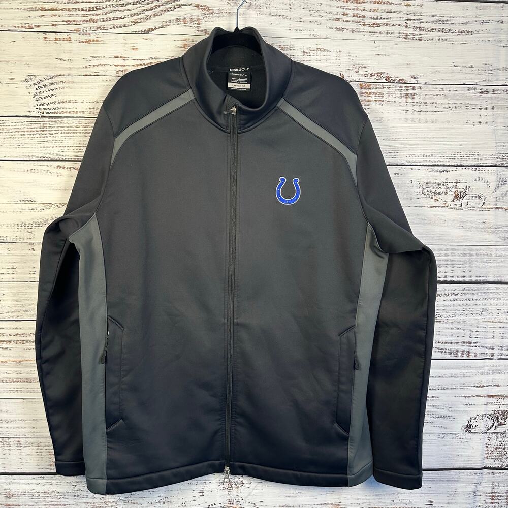 Mens Nike Golf Black Full Zip Therma-Fit jacket Indy Colts Horseshoe Logo Size L